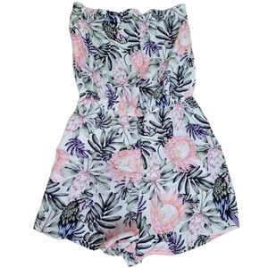 H&M Floral Strapless Swim Coverup Romper in Pink, Green, Purple